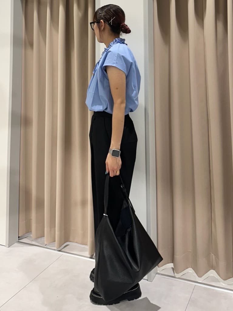 cottonさんの「THE SHOP TK｜麻調ピンタックワイドパンツ【洗濯機OK】」を使ったコーディネート