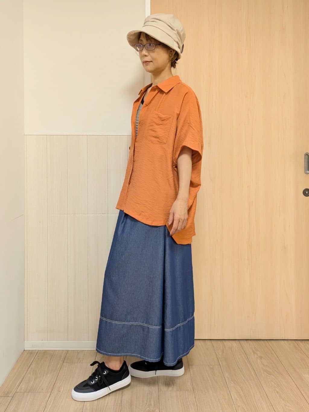 YuAさんの「SHOO･LA･RUE｜【洗える/S-LL/5分袖】1枚でも羽織としても。さらさらドレープシャツ」を使ったコーディネート