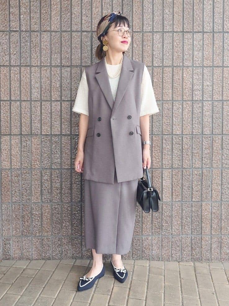 MUTSUKOさんの「UNTITLED｜【セットアップ可/洗える】スラブテーラードカラージレ」を使ったコーディネート