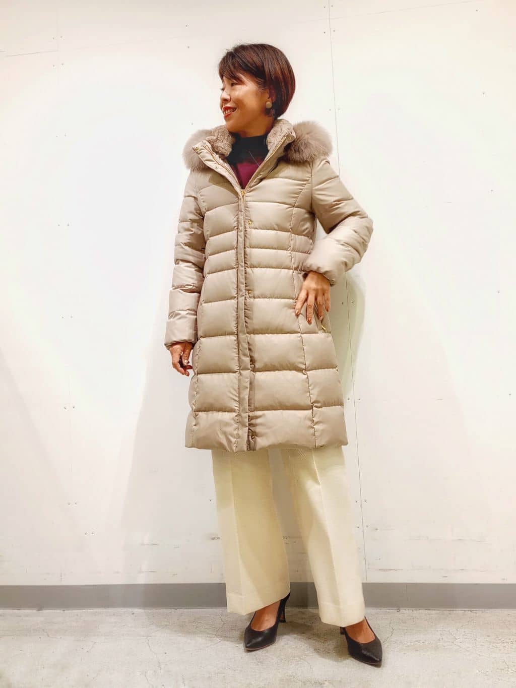 Kさんの「INDIVI｜【名品／撥水／抗菌防臭】ロング丈リサイクルダウンコート」を使ったコーディネート