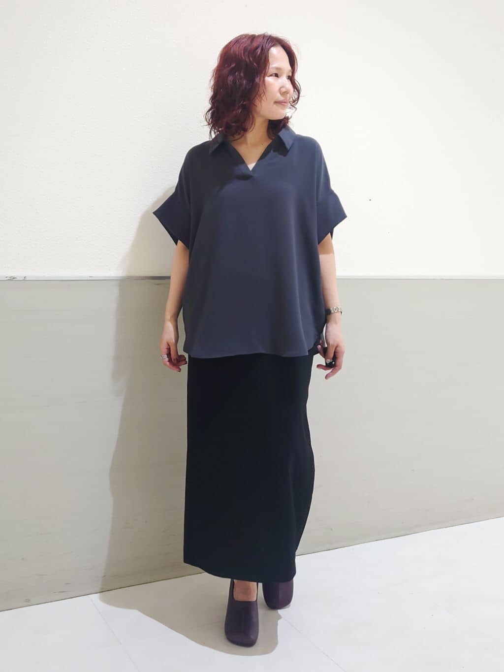 maruさんの「THE SHOP TK｜【インしなくても決まる】スキッパーシャツ/接触冷感/防シワ/速乾」を使ったコーディネート