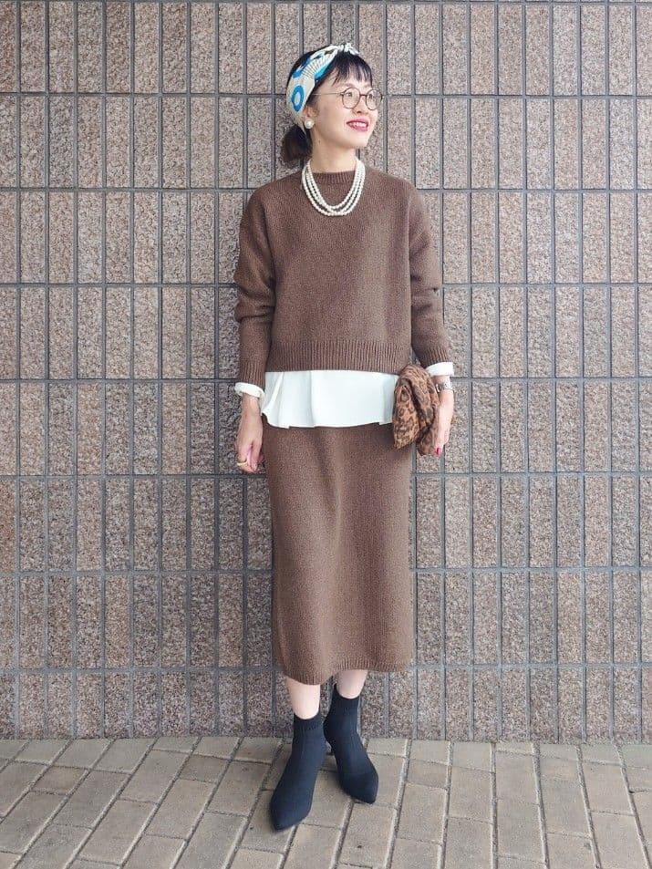 MUTSUKOさんの「UNTITLED｜【セットアップ可/ゆったり】ウール混ラメニット」を使ったコーディネート