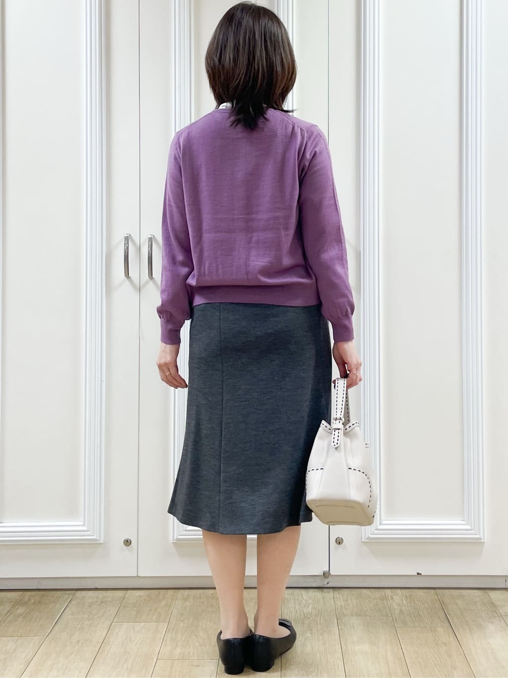めいさんの「Reflect｜【きちんと見え／通勤／セレモニーにおすすめ◎】ドット柄ボウタイブラウス」を使ったコーディネート