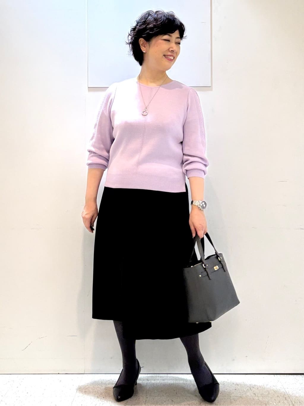 ヤスコさんの「Reflect｜【選べる8色／スカートにもパンツにも◎】ウール混ボートネックニット」を使ったコーディネート