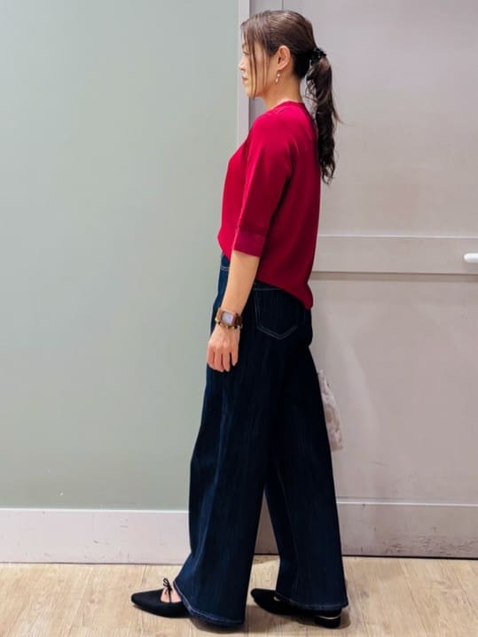 Komi☆さんの「grove｜【ひんやり多機能】やわらかドライタッチ 袖口シアードッキングプルオーバー」を使ったコーディネート