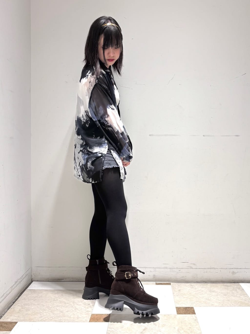 夜桜さんの「ESPERANZA｜レースアップバックル厚底ブーツ」を使ったコーディネート