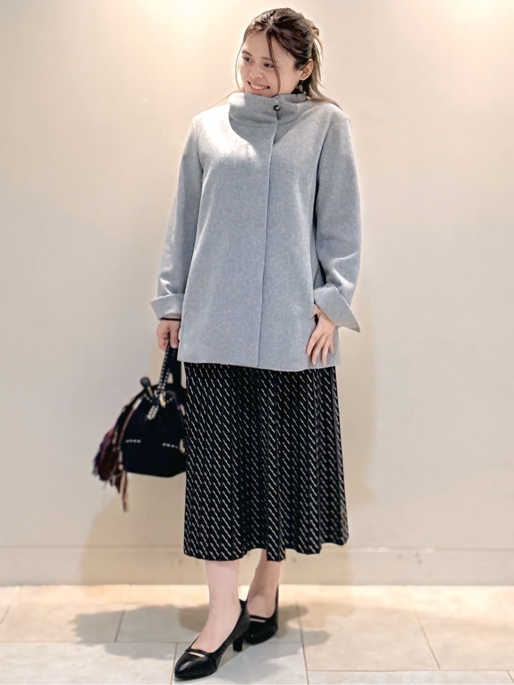 S&auml;K&iuml;さんの「Reflect｜【SS-4Lサイズ／衿が顔に当たらない◎】スタンドネックミドルコート」を使ったコーディネート