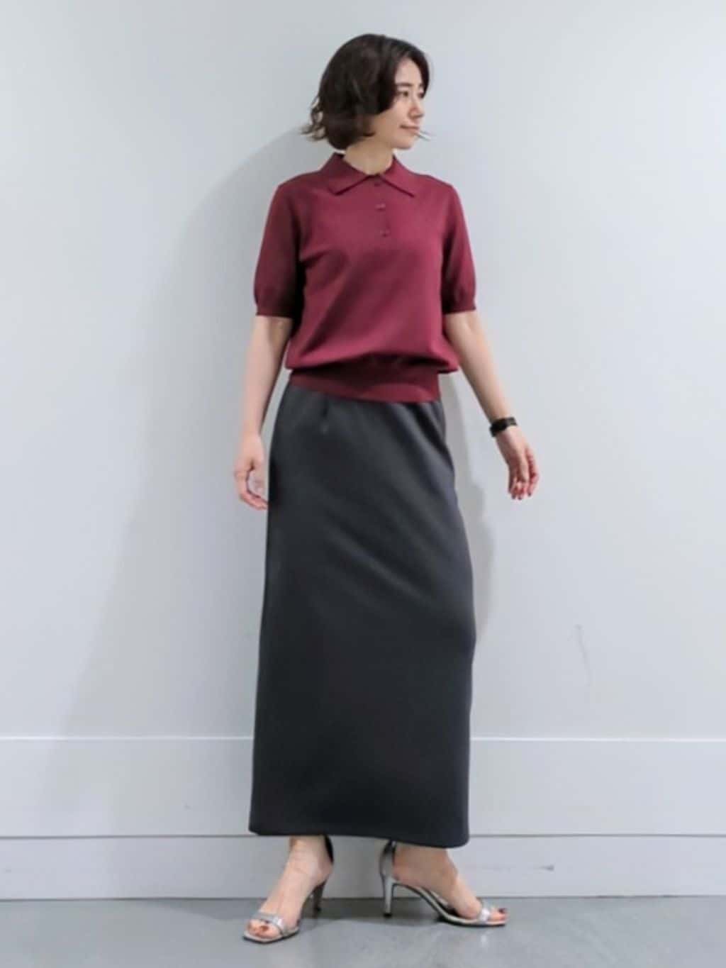 ミズタさんの「UNTITLED｜【トレンド/きれいめ】5分袖ポロニット」を使ったコーディネート