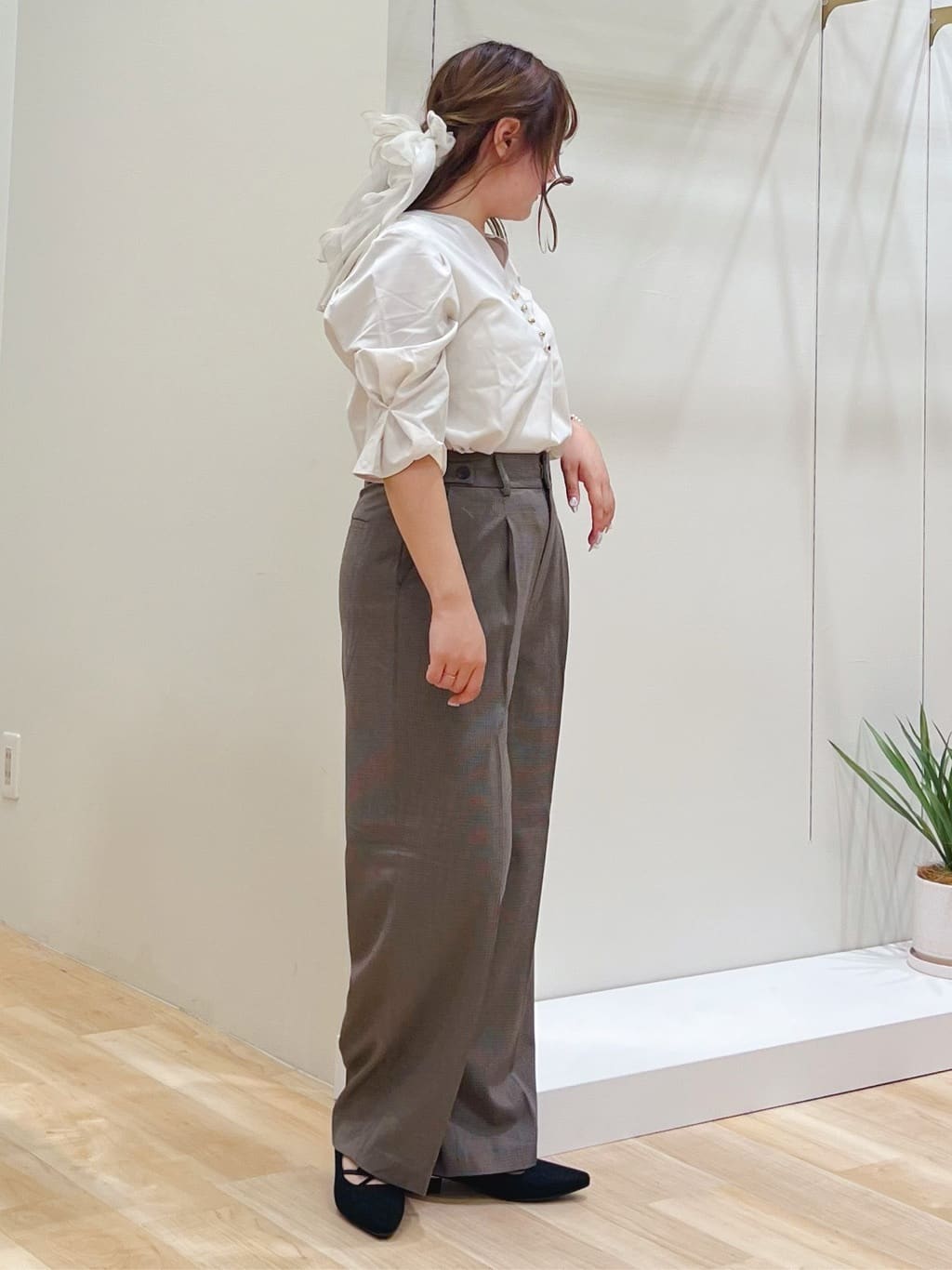 みことさんの「grove｜【洗える】毎日履きたいチェックワイドパンツ」を使ったコーディネート