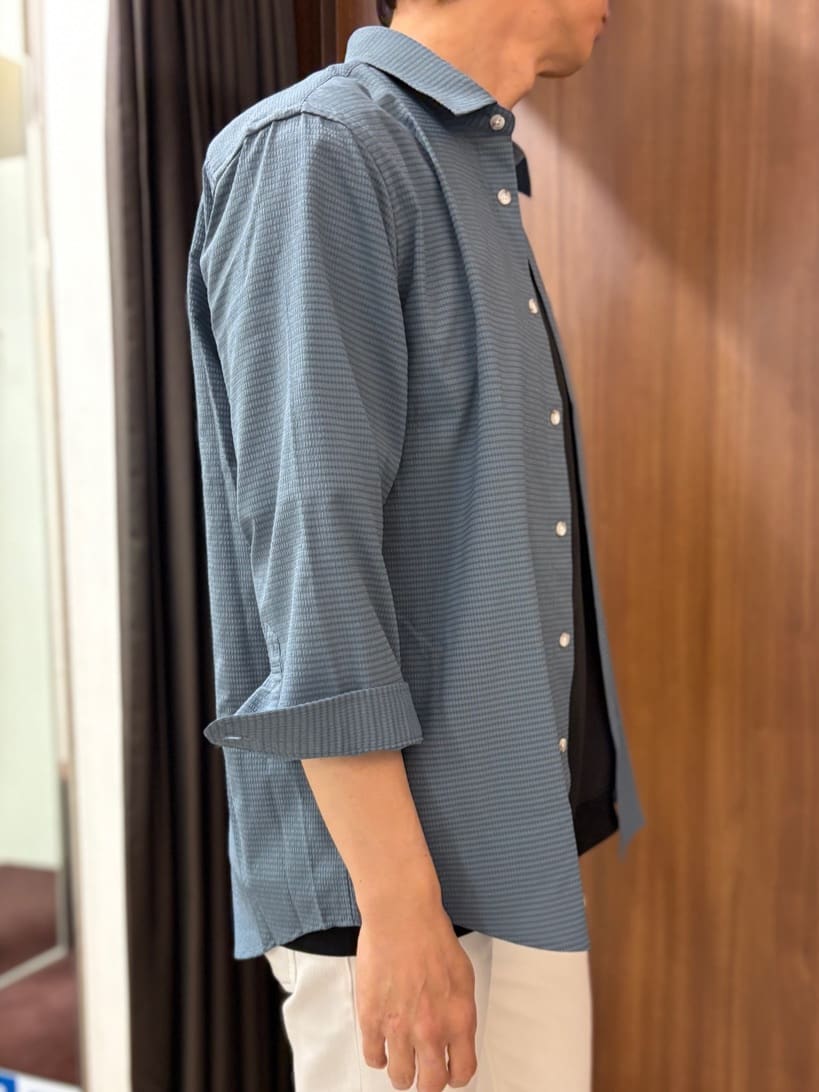 かたやまさんの「TAKEO KIKUCHI｜【COOL CITY WEAR】DotAir（R）サッカー シャツ」を使ったコーディネート