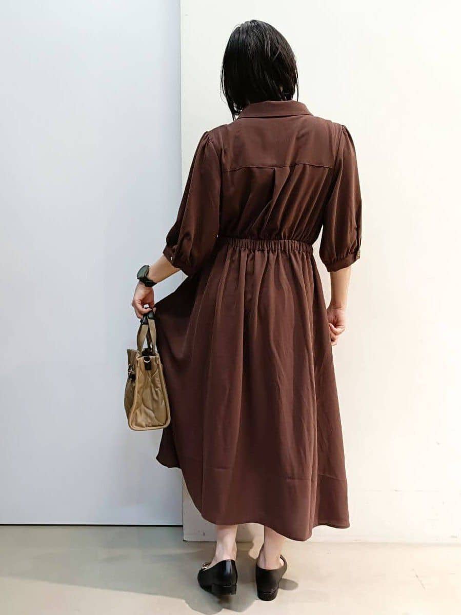 あんさんの「THE SHOP TK｜5分袖シャツワンピース【防シワ/吸水速乾/UVケア/洗濯機OK】」を使ったコーディネート