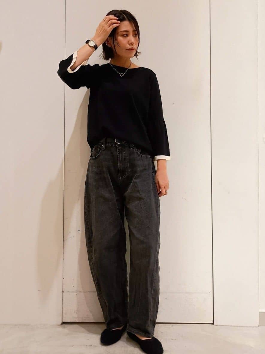 shinkoさんの「OPAQUE.CLIP｜ストレッチバレルレッグデニム【洗濯機洗い可】」を使ったコーディネート