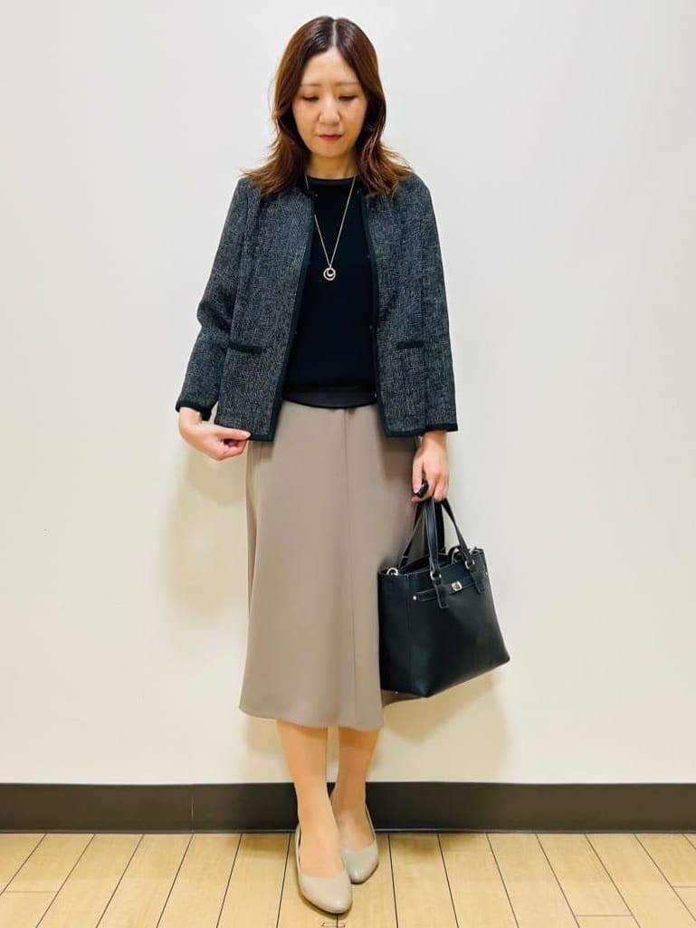 miiiさんの「Reflect｜【WEB先行カラーあり／手洗い可／アンサンブル可】バイカラー五分袖ニット」を使ったコーディネート