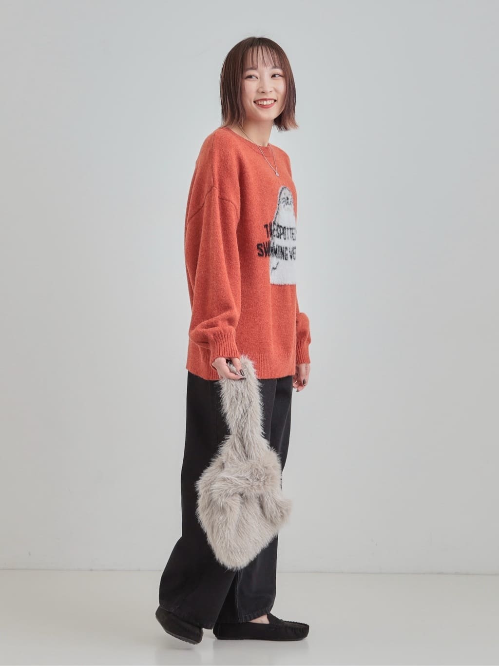 𝐜𝐡𝐢𝐤𝐚さんの「SHOO･LA･RUE｜【旭山動物園応援商品】ゆるアニマル ふわふわジャカードニット」を使ったコーディネート