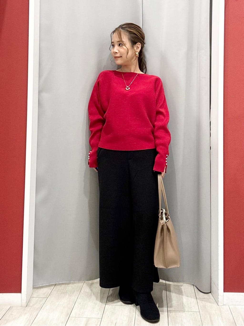 shioさんの「SHOO･LA･RUE｜【洗濯機可】美脚見え あったか圧縮ニット ガウチョパンツ」を使ったコーディネート