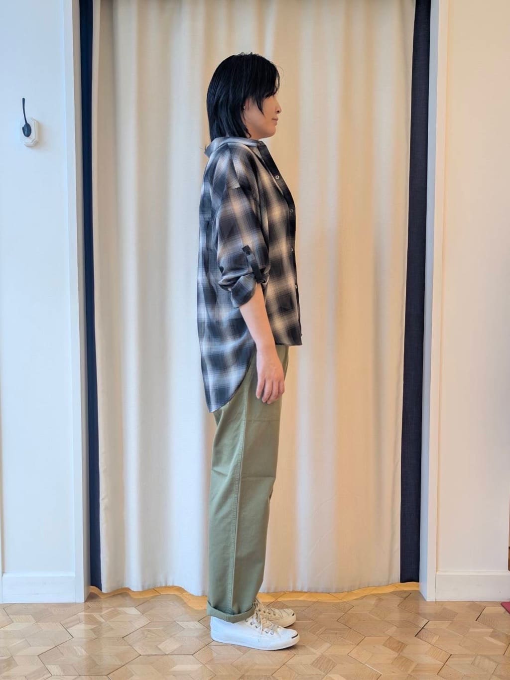 nakagawaさんの「Dessin｜【洗える】シアーオンブレーチェックシャツ」を使ったコーディネート