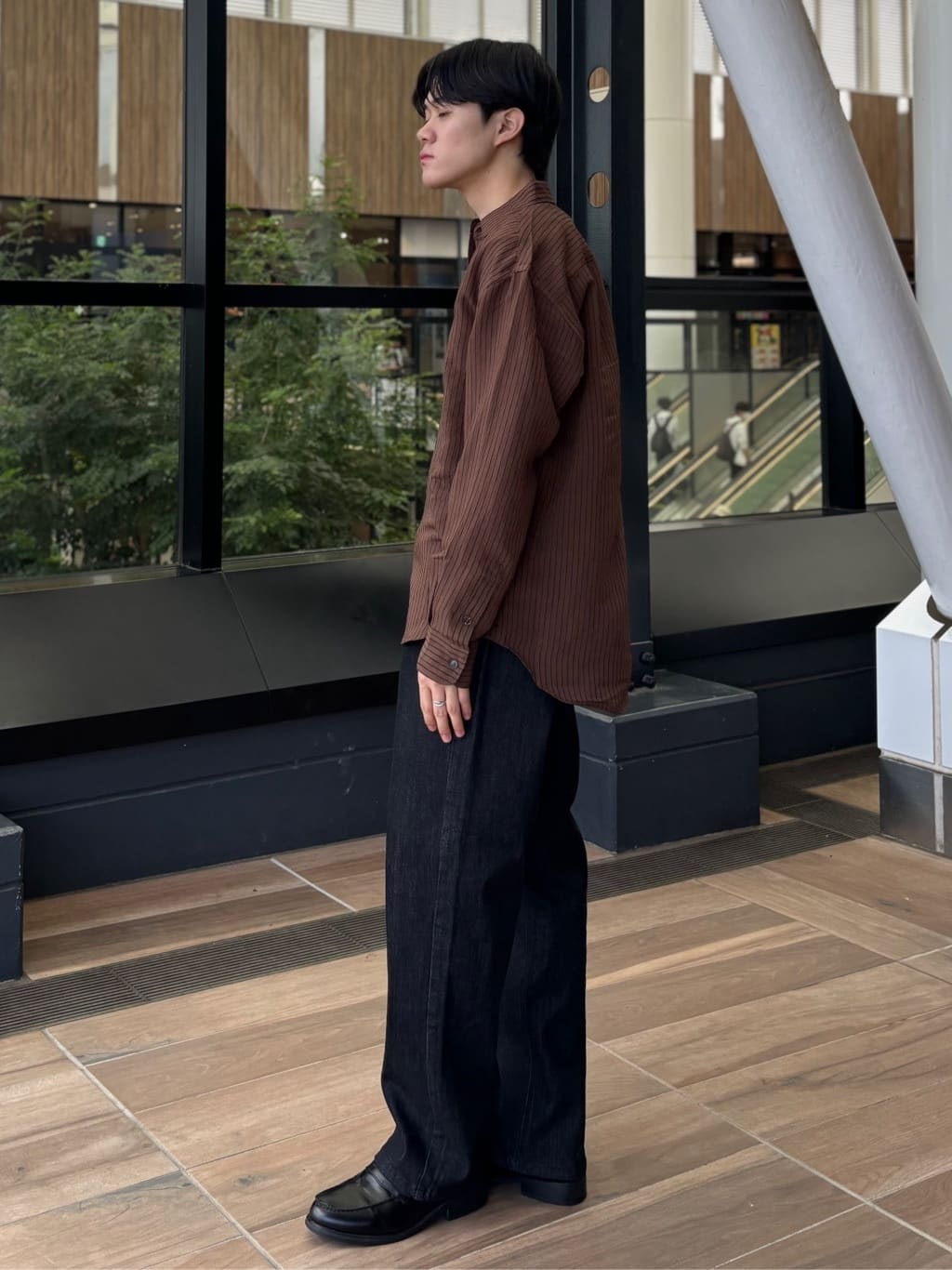 うらしーさんの「THE SHOP TK｜チェック＆ストライプ アソート長袖シャツ【洗濯機OK】」を使ったコーディネート