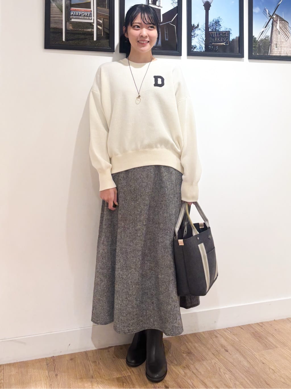 Ririkaさんの「Dessin｜【洗える】ツイードフレアスカート」を使ったコーディネート