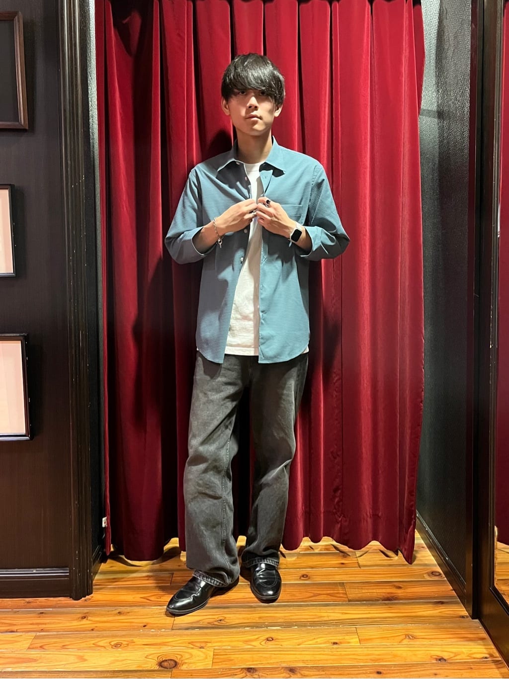 うっちーさんの「TAKEO KIKUCHI｜【COOL CITY WEAR】DotAir（R）サッカー シャツ」を使ったコーディネート