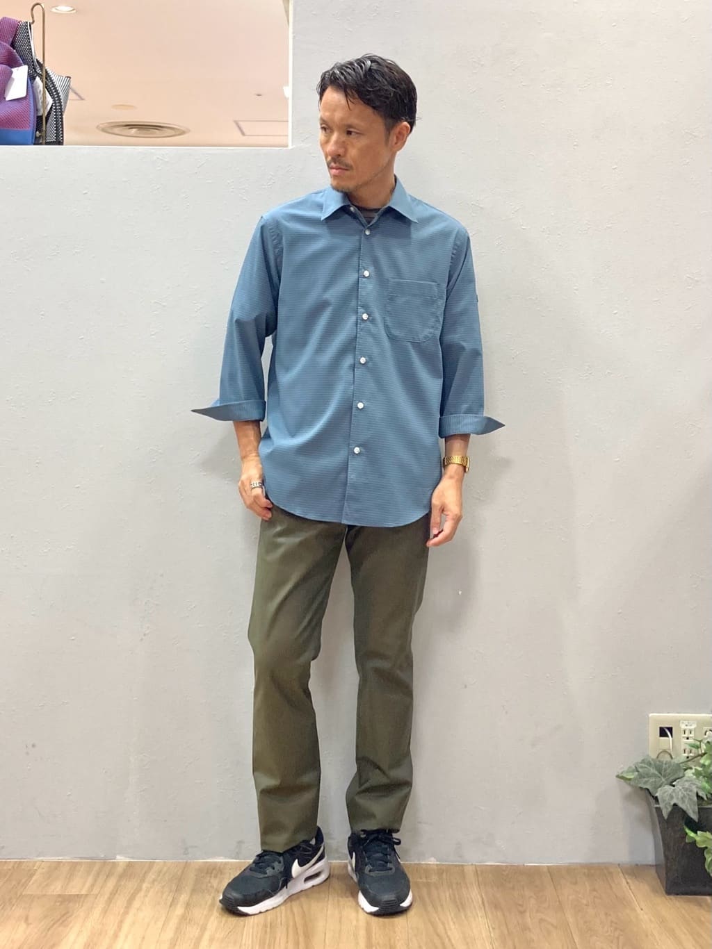 シュンさんの「TAKEO KIKUCHI｜【COOL CITY WEAR】DotAir（R）サッカー シャツ」を使ったコーディネート