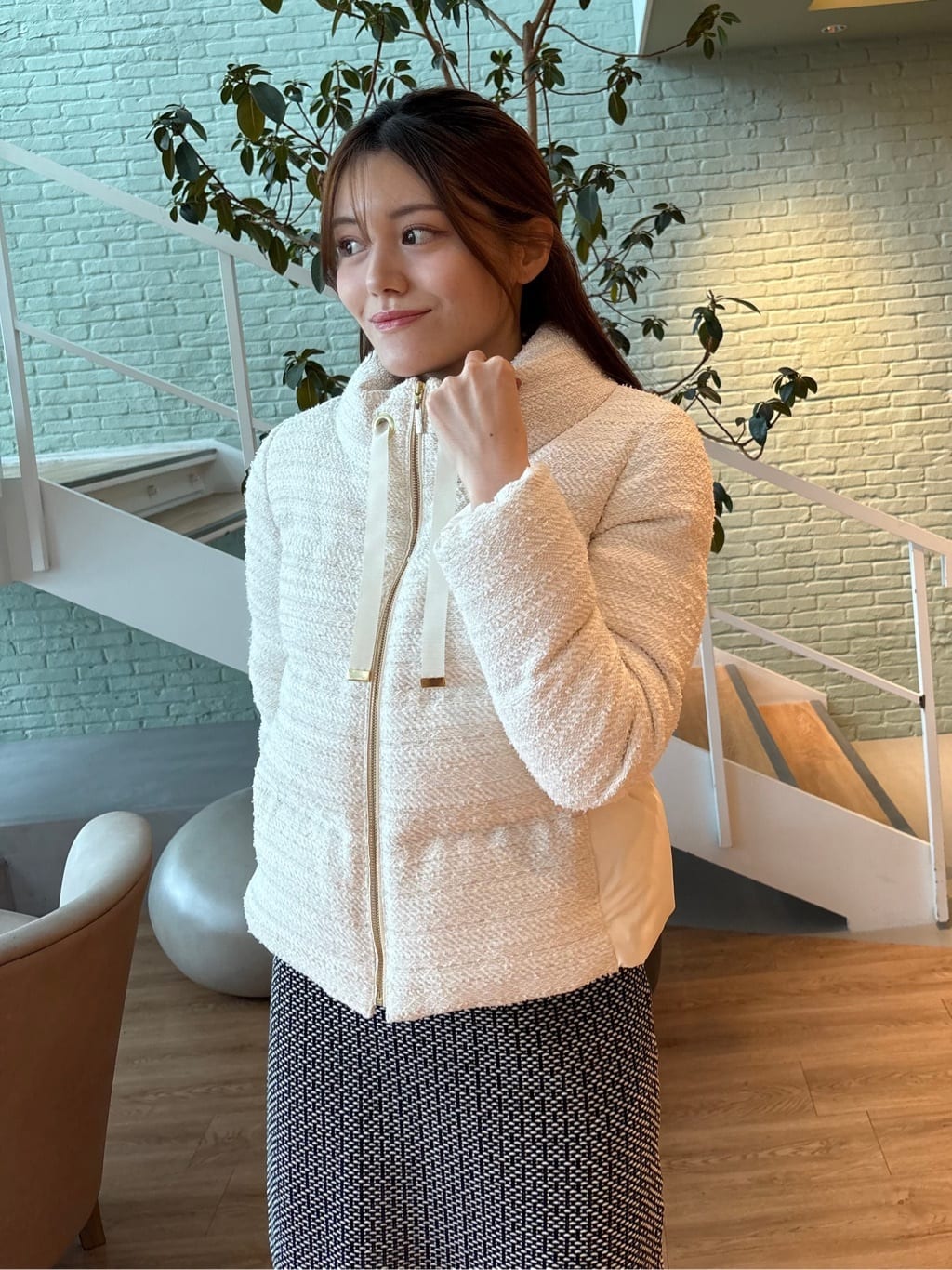 sayaさんの「COUP DE CHANCE｜【ショート丈】ツイードダウン」を使ったコーディネート