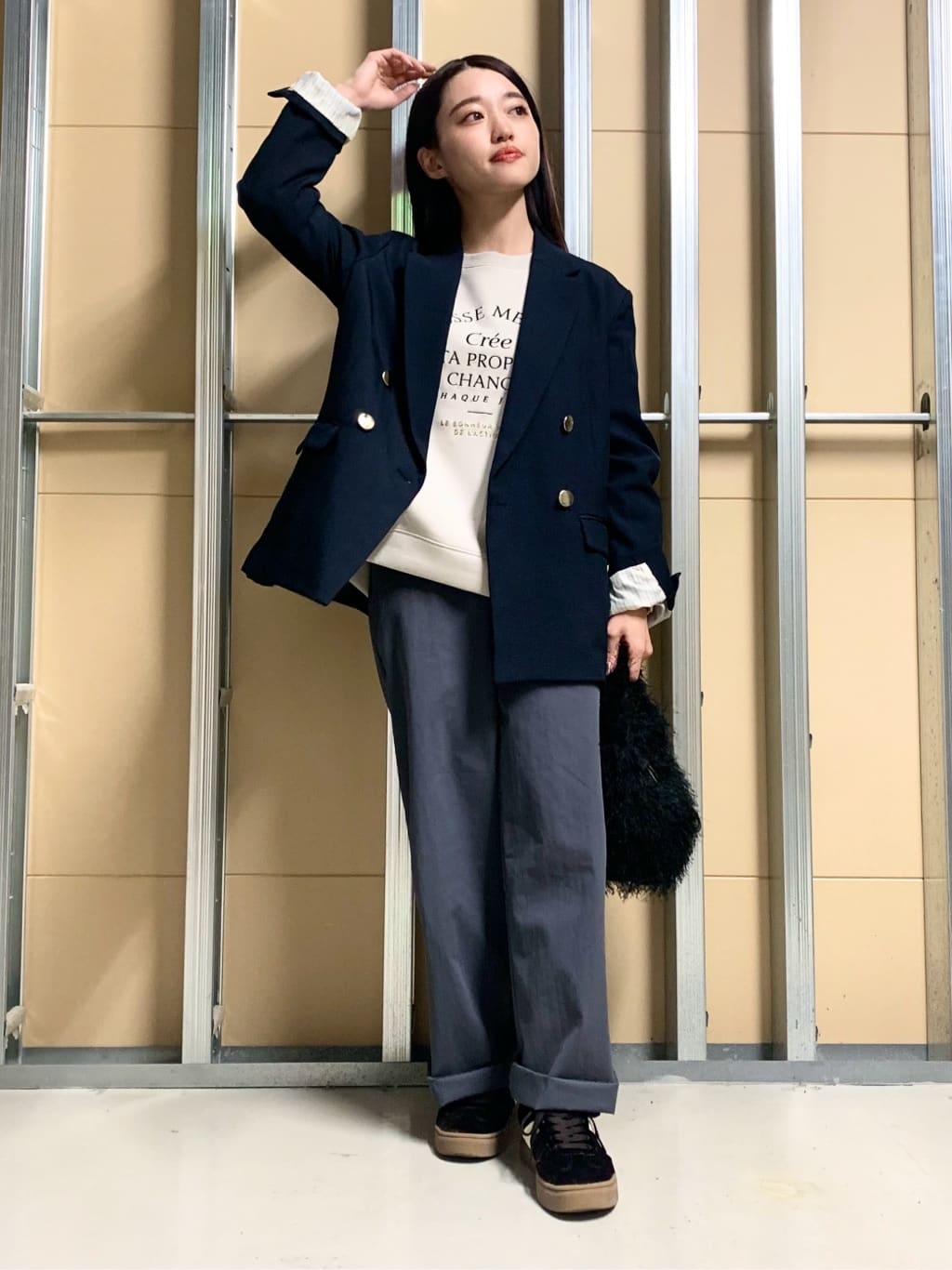 sahoさんの「THE SHOP TK｜【今羽織るなら】ダブルブレストジャケット【セットアップ可/洗える】」を使ったコーディネート