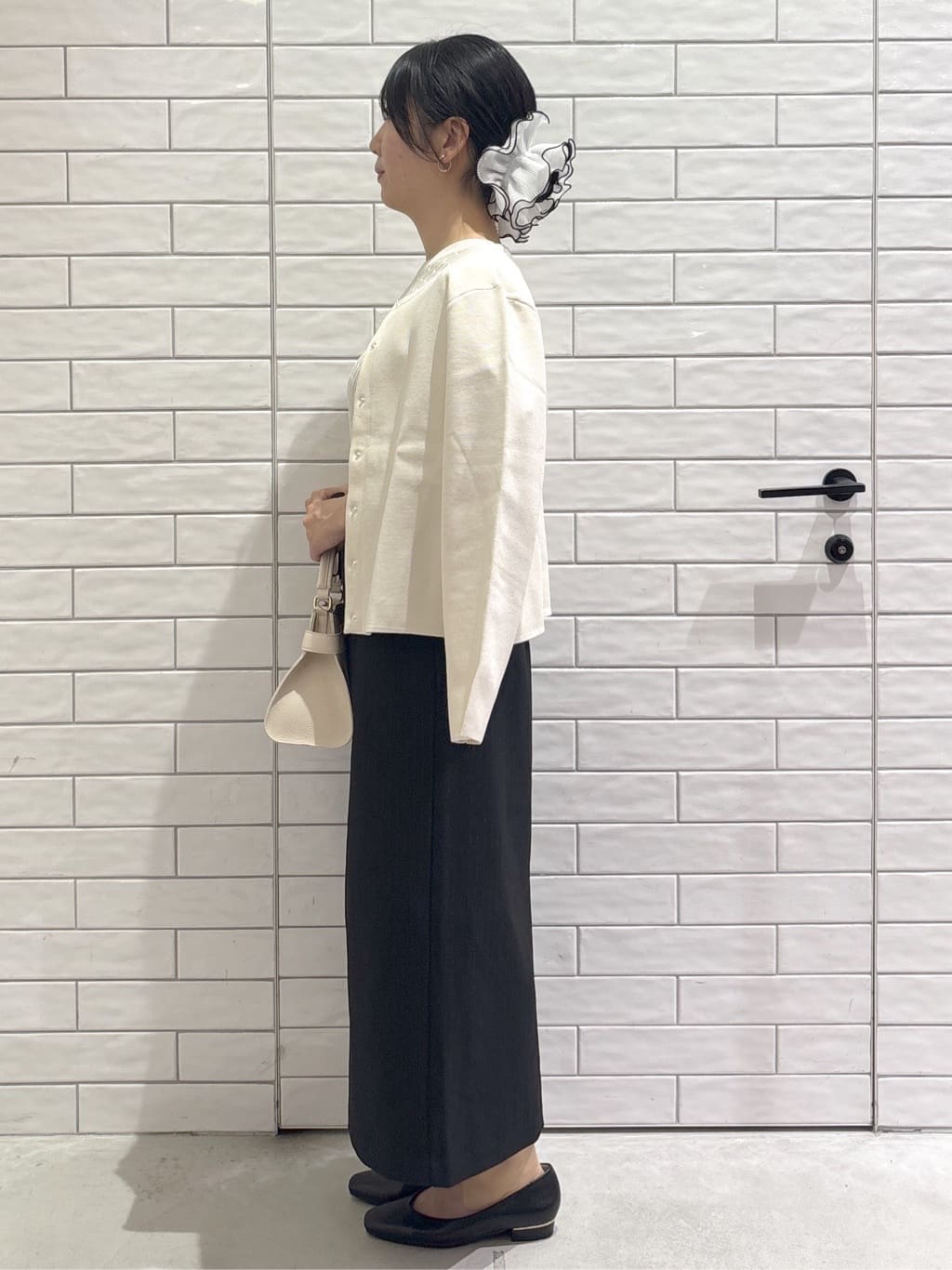 ayumiさんの「OPAQUE.CLIP｜ケーブルハーフスリーブニット【UVケア／洗濯機OK】《6col／S～LL》」を使ったコーディネート