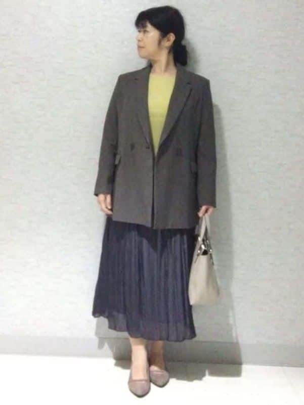 sakoさんの「Reflect｜【華やかな揺れ感】ワッシャー加工タックフレアロングスカート」を使ったコーディネート