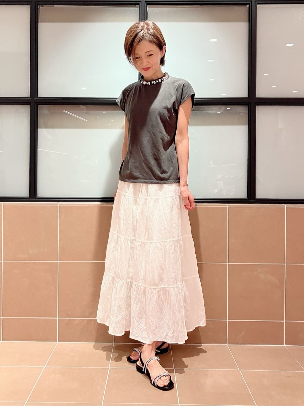 Ｋさんの「ESPERANZA｜ラインストーンサンダル」を使ったコーディネート