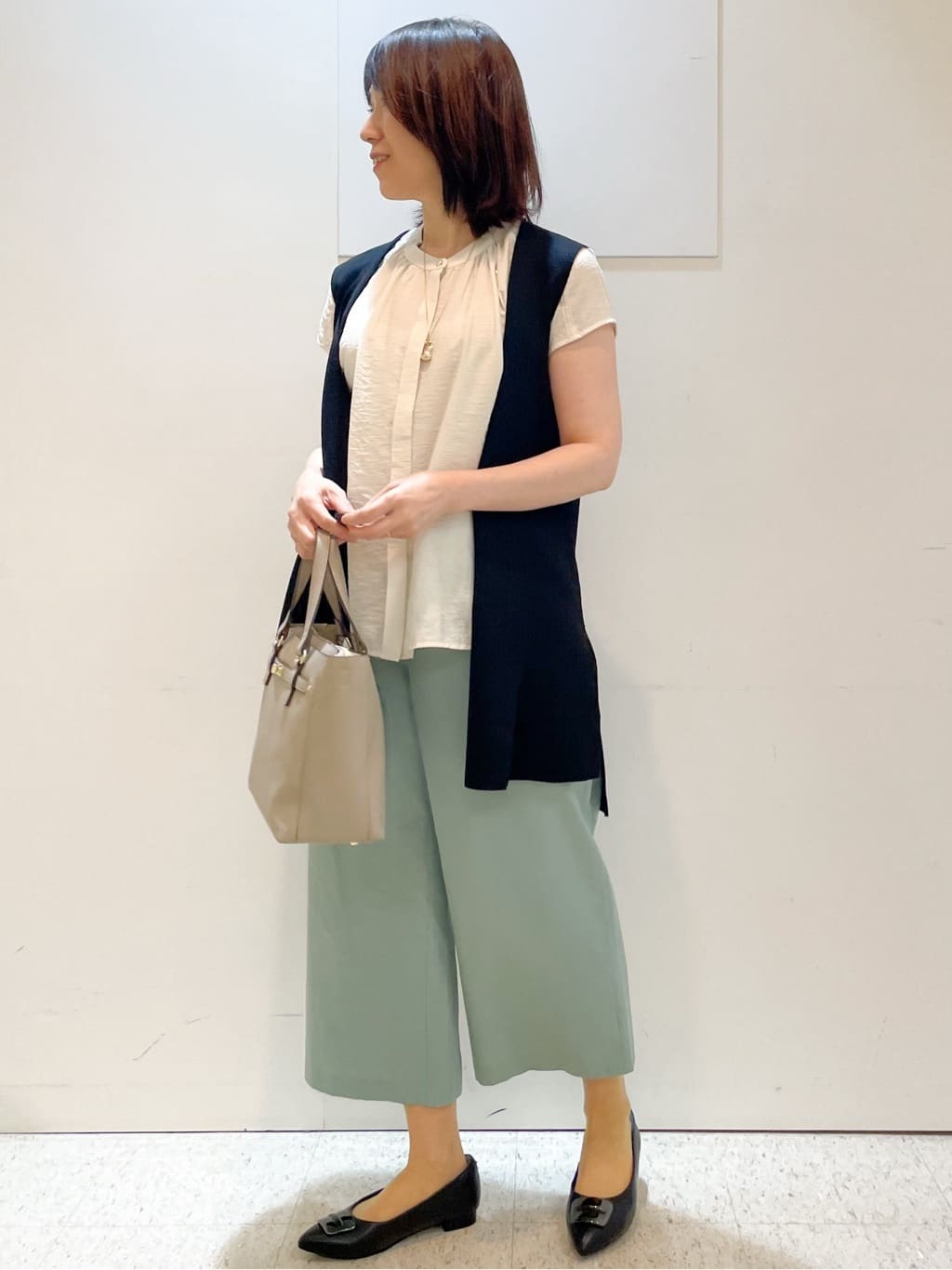 めいさんの「Reflect｜【お腹・腰周りすっきり見え◎】ストレッチワイドクロップドパンツ」を使ったコーディネート