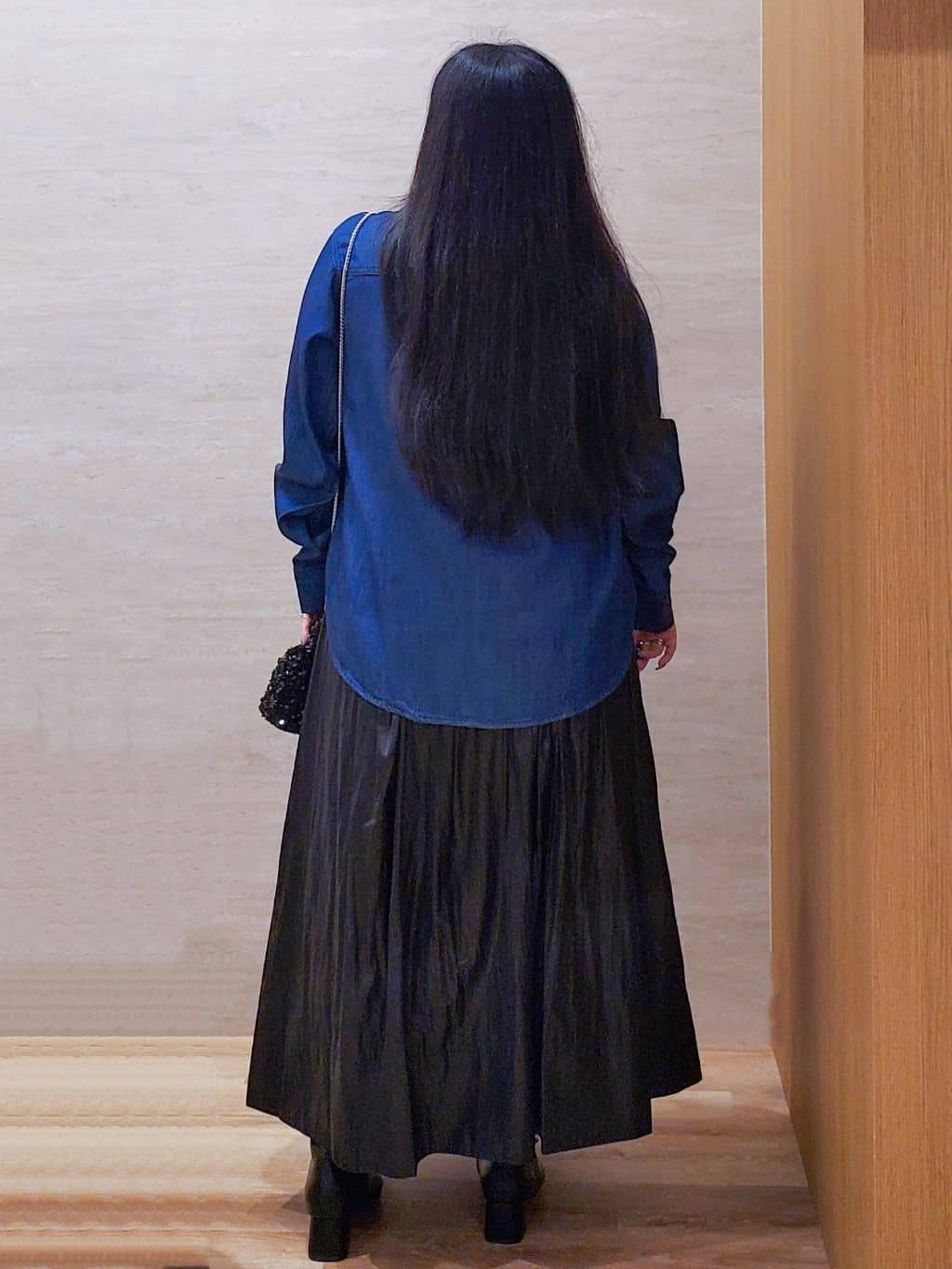 ちぃさんの「OPAQUE.CLIP｜レザーライクタックフレアスカート【洗濯機洗い可】」を使ったコーディネート