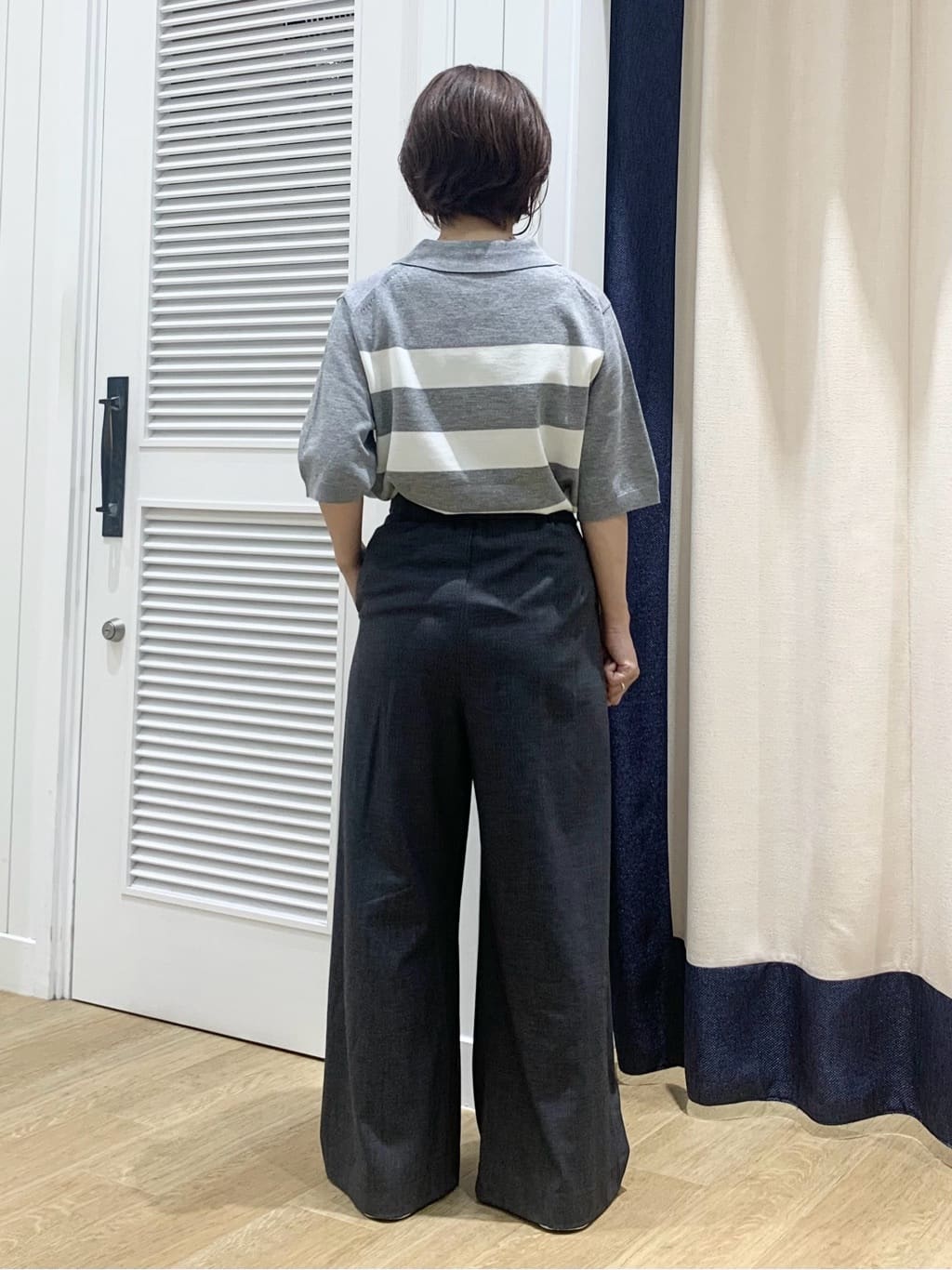 IMARIさんの「Dessin｜【ユニセックス/洗える】ボーダーニットポロシャツ」を使ったコーディネート