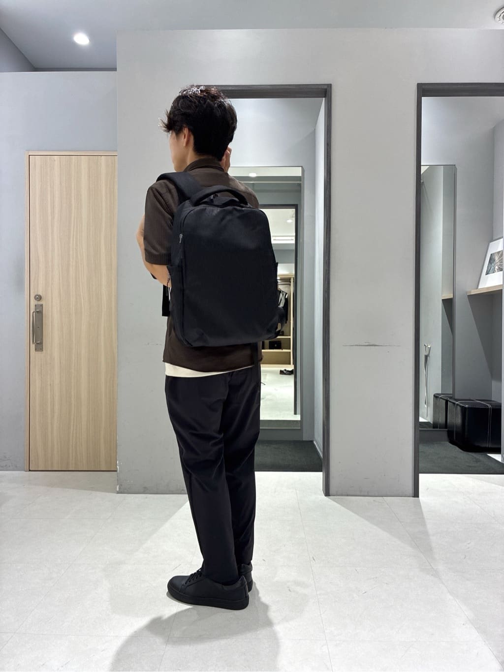 わいずみさんの「TAKEO KIKUCHI｜【COOL CITY WEAR】ストライプジャージ ボタンダウンシャツ /接触冷感」を使ったコーディネート