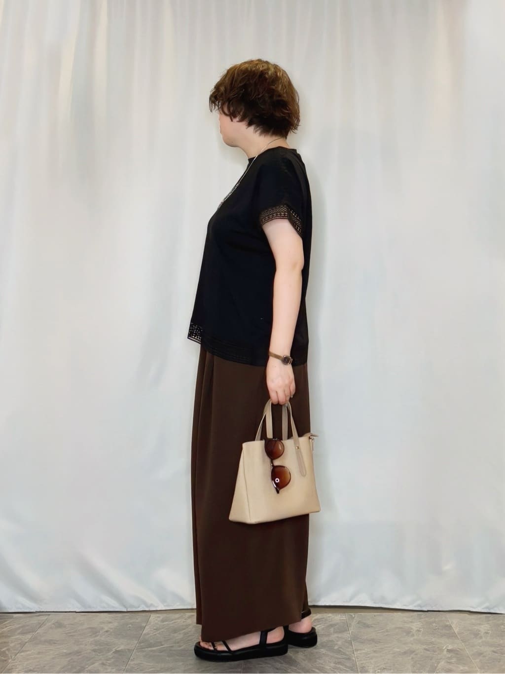 たみさんの「SHOO･LA･RUE｜【S-LL/ひんやり】インせず決まる 楽してきれいなレース付きトップス」を使ったコーディネート