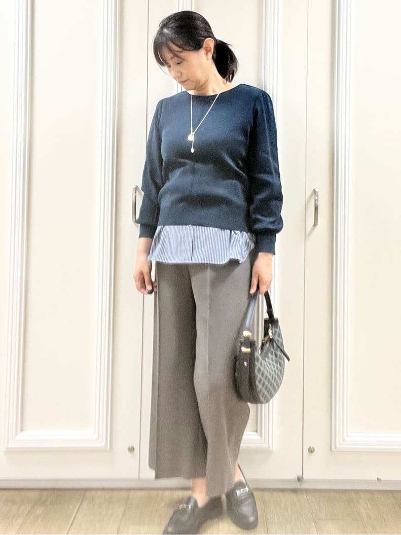 KAOさんの「Reflect｜【選べる8色／スカートにもパンツにも◎】ウール混ボートネックニット」を使ったコーディネート