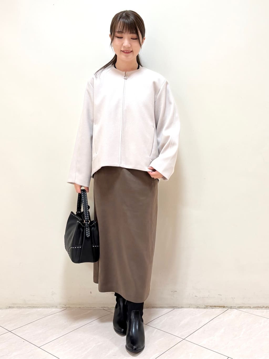 mikiさんの「Reflect｜【ゆったりシルエット】ジャージメルトンコクーンジャケット」を使ったコーディネート
