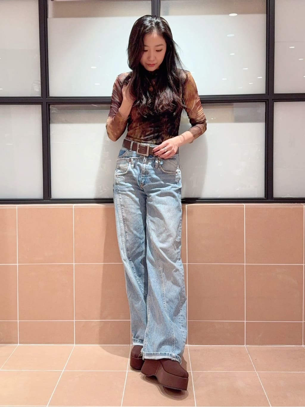 kaoriさんの「ESPERANZA｜厚底ニットショートブーツ」を使ったコーディネート