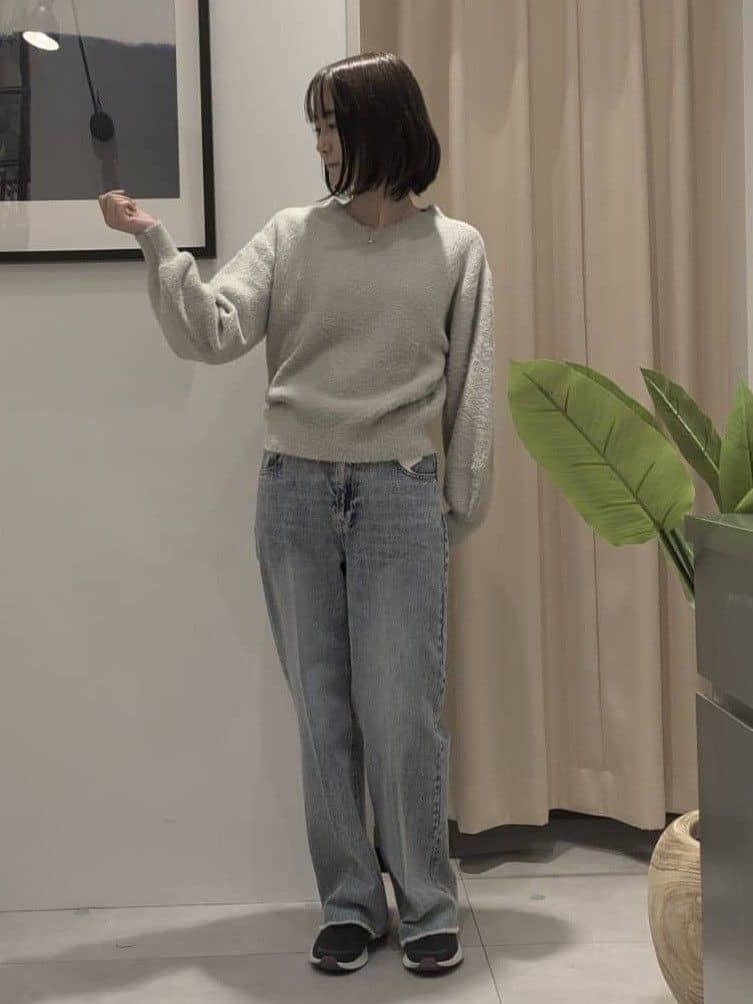 なめさんの「THE SHOP TK｜【洗える】上品にきらめく フェザーラメニット」を使ったコーディネート