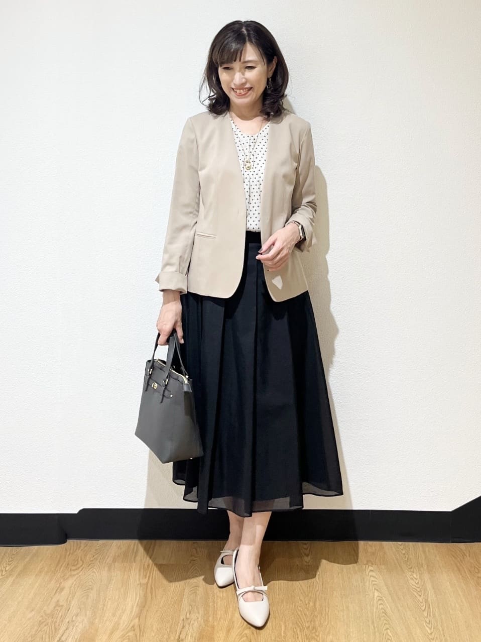ayaさんの「Reflect｜【マシンウォッシュ可／セットアップ可】コツキ柄プリントブラウス」を使ったコーディネート