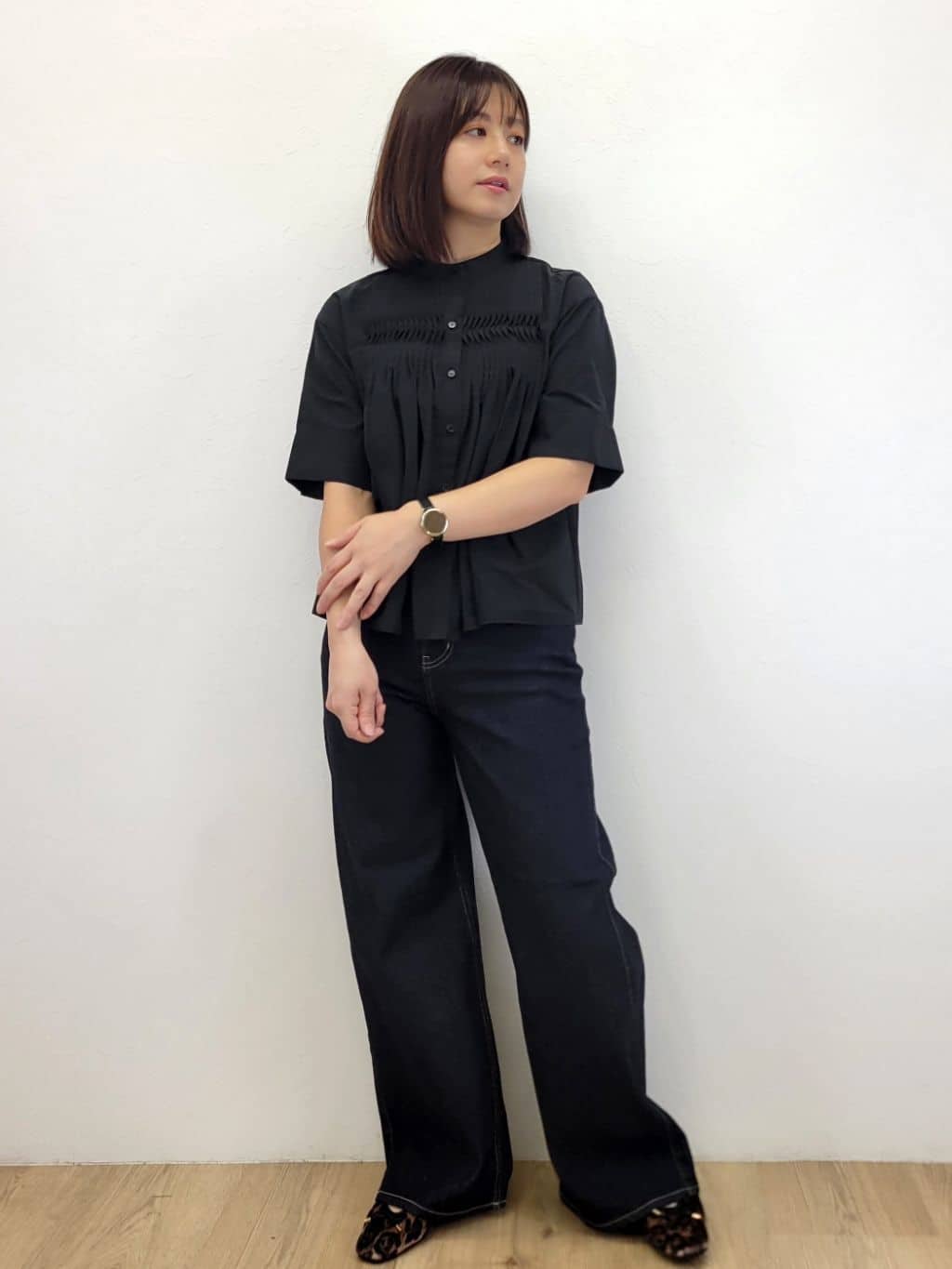 LISAさんの「OPAQUE.CLIP｜ピンタックフレアシャツ【洗濯機洗い可】」を使ったコーディネート