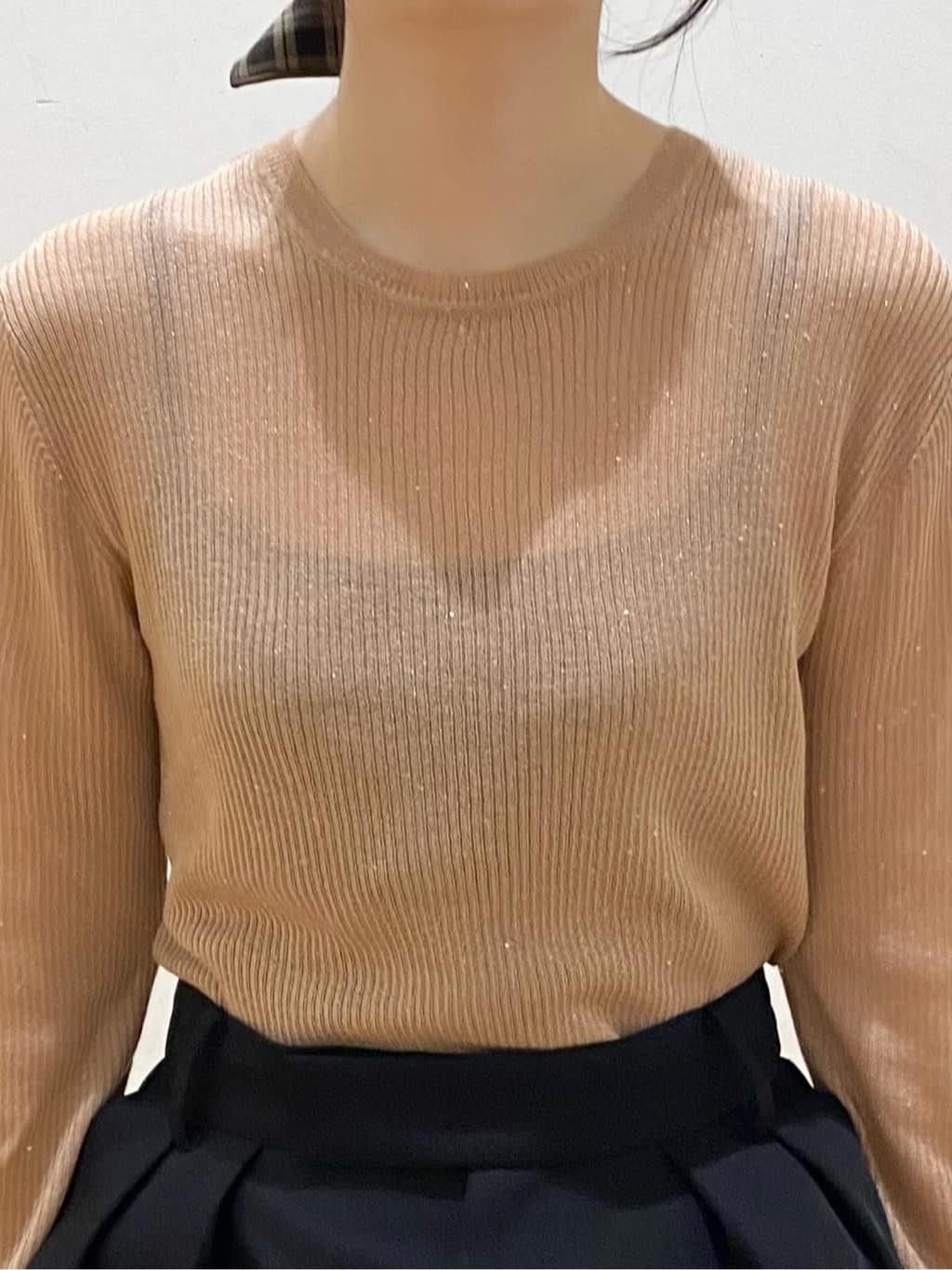 みなみさんの「OPAQUE.CLIP｜【es】ラメスパンコールリブニット【洗える】」を使ったコーディネート