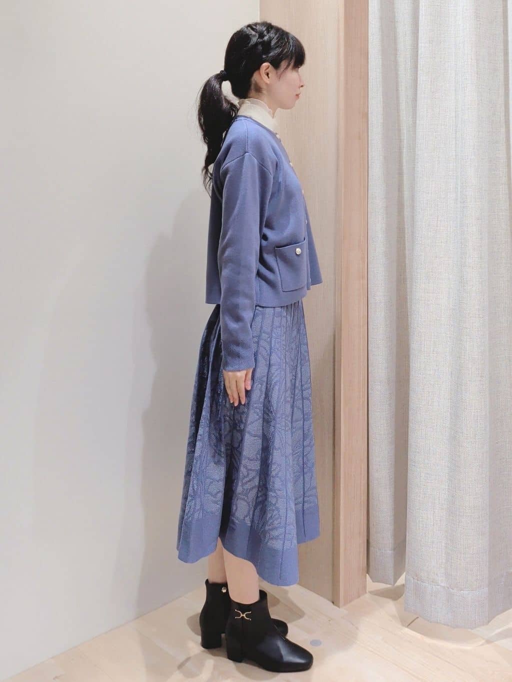 Yuiさんの「grove｜プリーツレイヤードニットプルオーバー」を使ったコーディネート