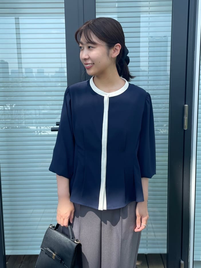 abeさんの「Couture brooch｜【帯電防止・通勤】ウエストリボン サスペンダー付きワイドパンツ」を使ったコーディネート