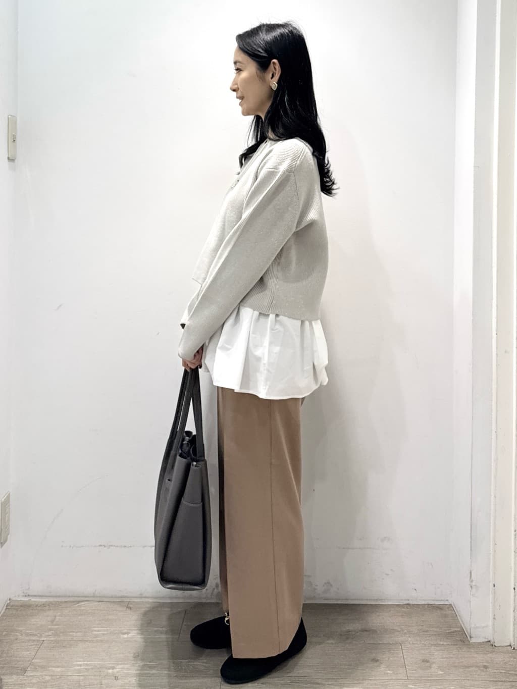 yuicciさんの「OPAQUE.CLIP｜ウォームタッチ イージーワイドパンツ【洗濯機洗OK／ストレッチ】≪SS～LL≫」を使ったコーディネート