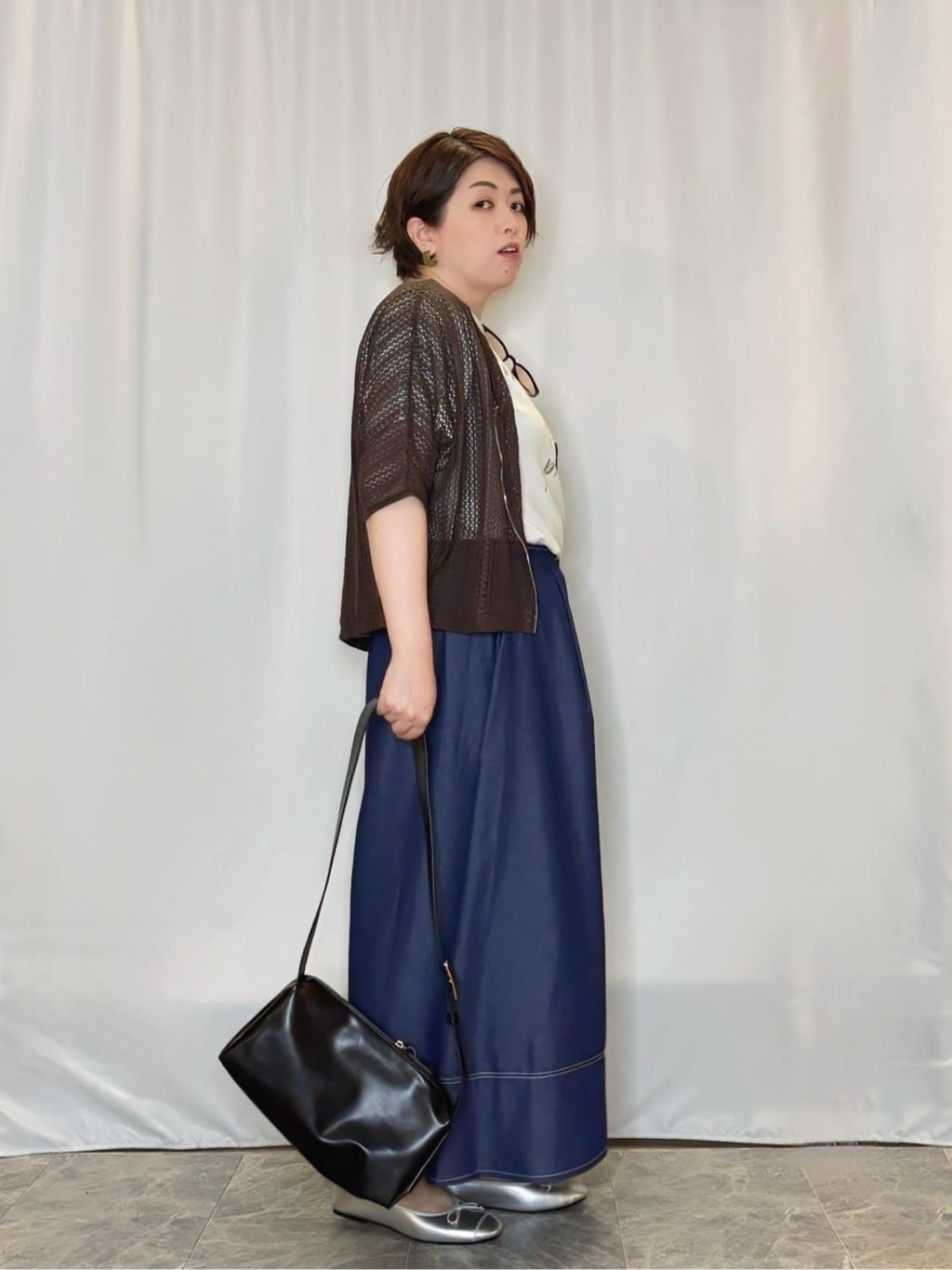 たみさんの「SHOO･LA･RUE｜【洗える/S-LL】季節の変わり目に 透かし柄が涼やか ジップブルゾン」を使ったコーディネート