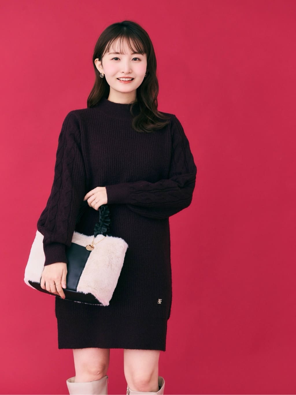 みさかさんの「index｜ウール混ケーブルスリーブミニワンピース【洗濯機OK】」を使ったコーディネート