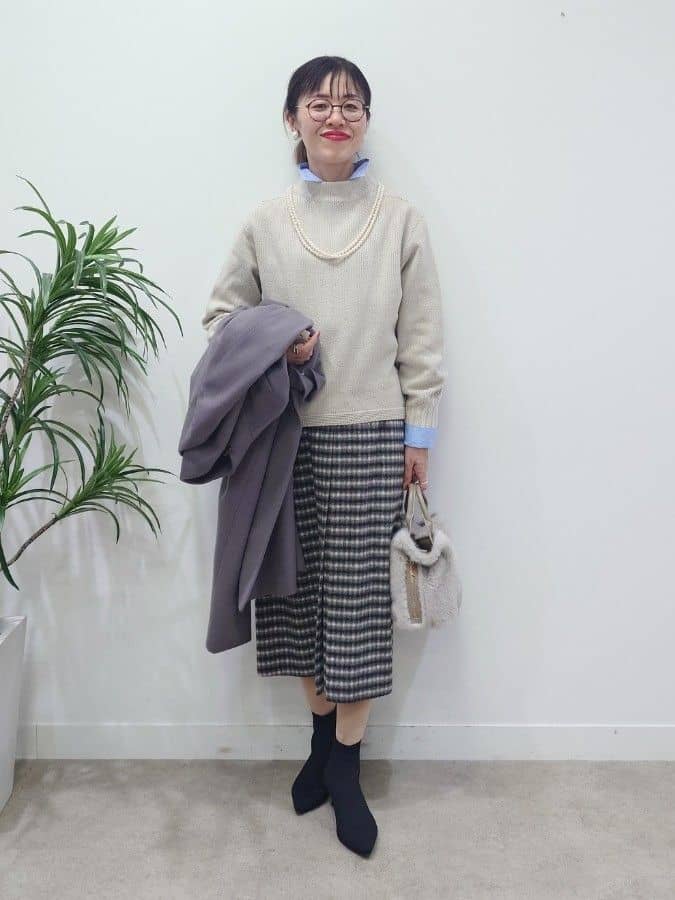 MUTSUKOさんの「UNTITLED｜【洗える】スポンディッシュ ボトルネックニット」を使ったコーディネート
