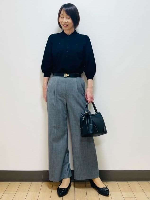 Riiさんの「Reflect｜【透けにくい◎】衿付き七分袖ニット」を使ったコーディネート