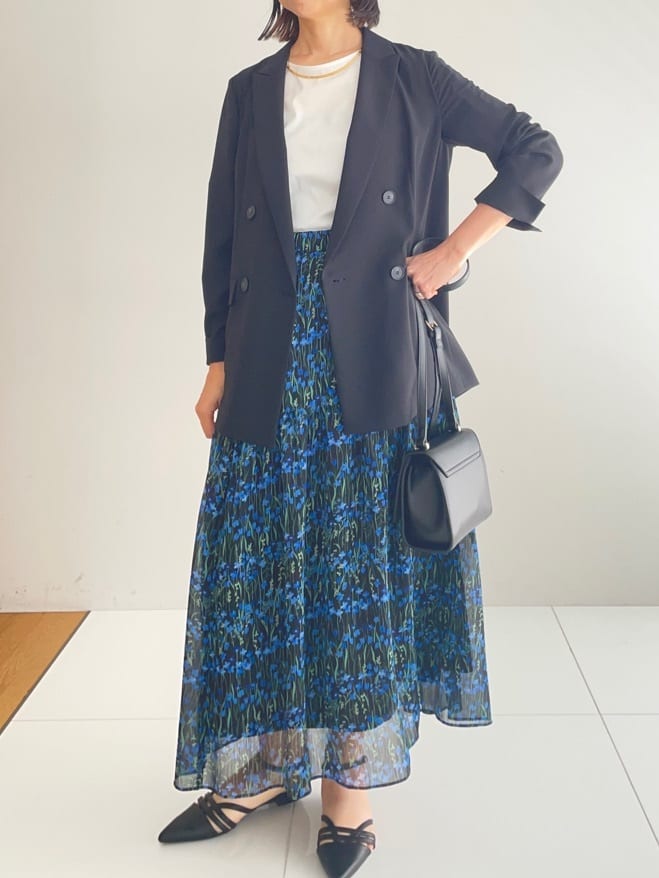 murayamaさんの「INDIVI｜【軽く羽織れる！】ダブルジャケット」を使ったコーディネート