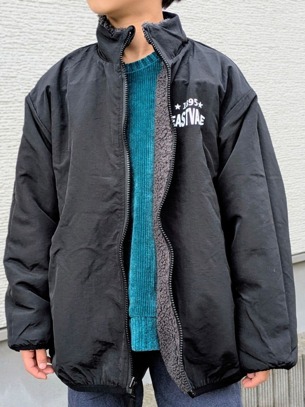 4410さんの「THE SHOP TK｜【110－160】ボアリバーシブブルゾン/洗濯機OK」を使ったコーディネート